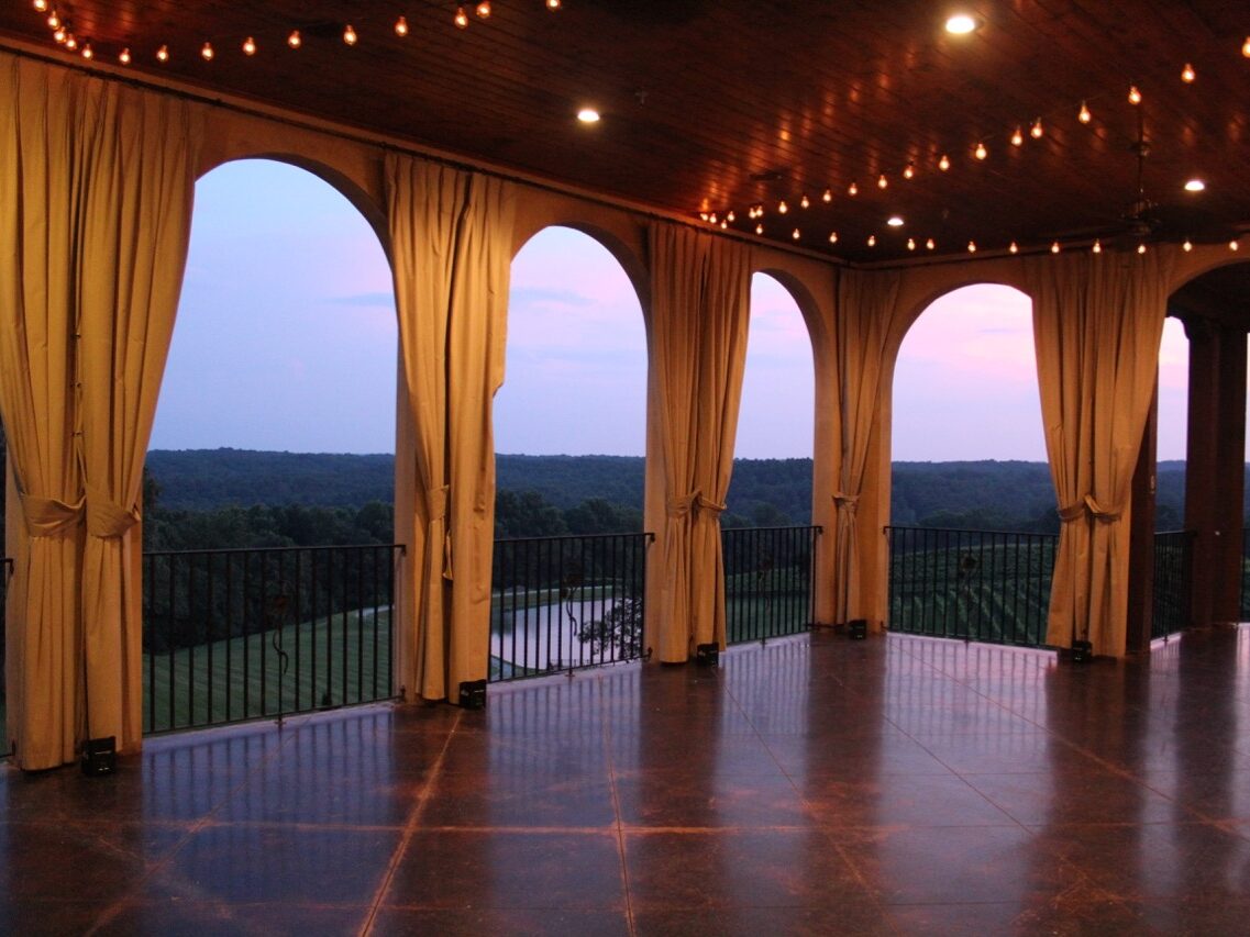 A before shot on Montaluce's terrace overlooking the vineyard with no uplighting