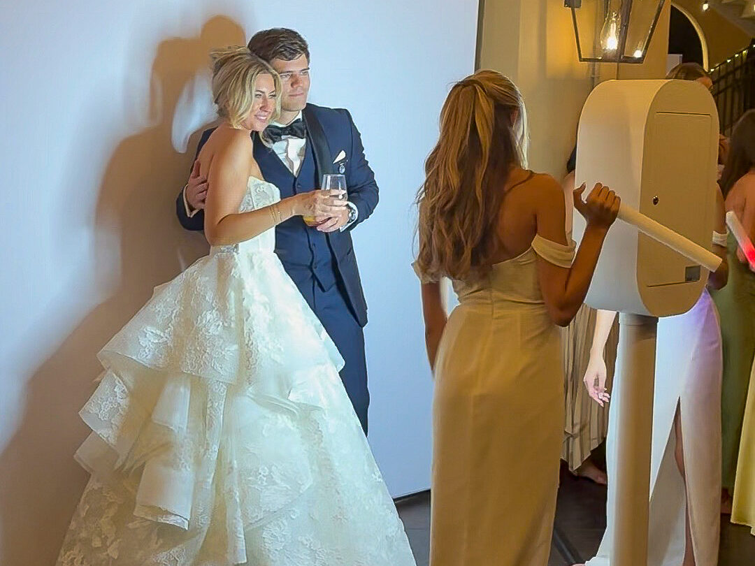 Bride & Groom at photo booth at a wedding in North GA - Pirone DJs Entertainment