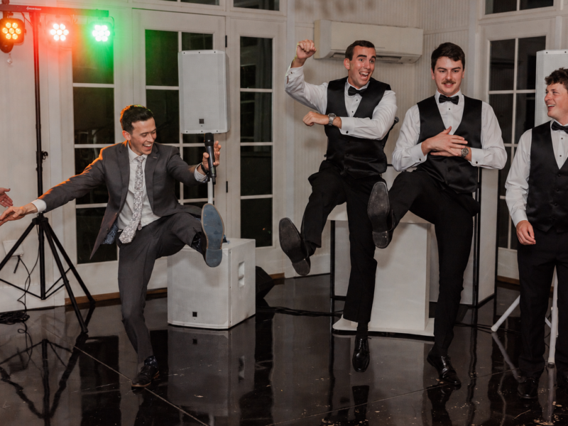 DJ Tommy Pirone doing Rasputin34 Russian dance w groomsmen-Little River Farms DJ Tommy Pirone doing Rasputin34 Russian dance w groomsmen-Little River Farms